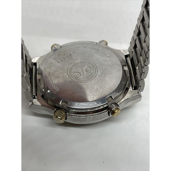 Vintage Seiko Sports 100 Moon Phase Chronograph Two Tone Quartz Watch 7a48 7009 - Picture 8 of 10